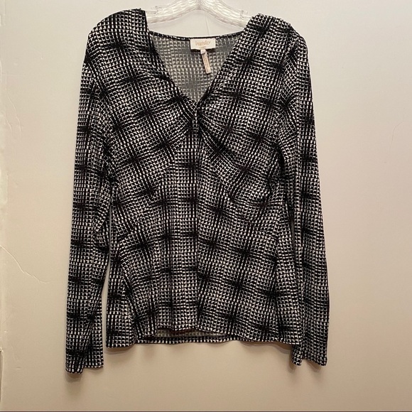 LAUNDRY by Shelli Segal Blouse Black White Large - Picture 1 of 5